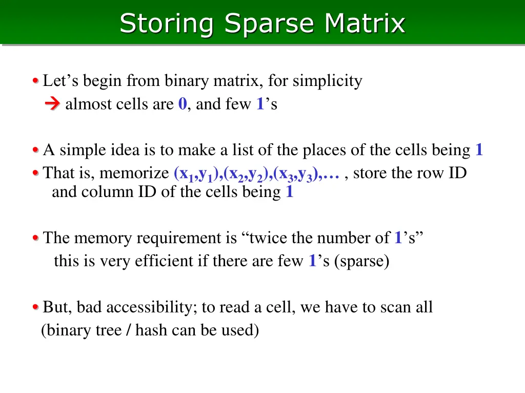 storing sparse matrix