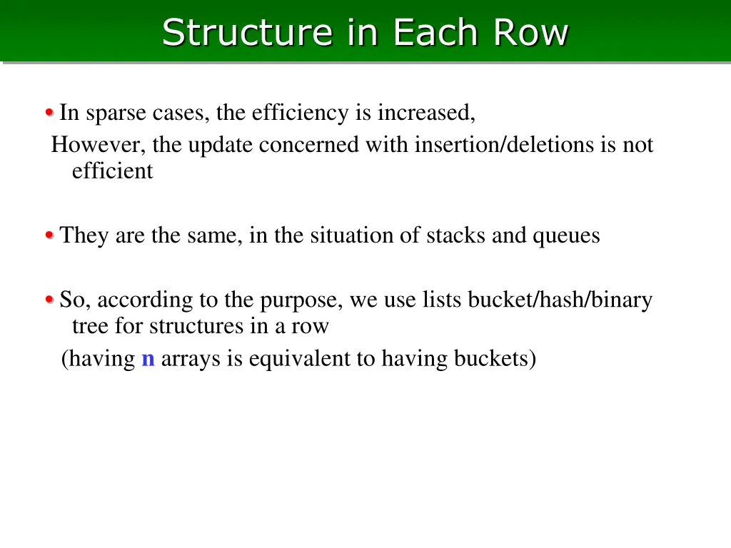 structure in each row