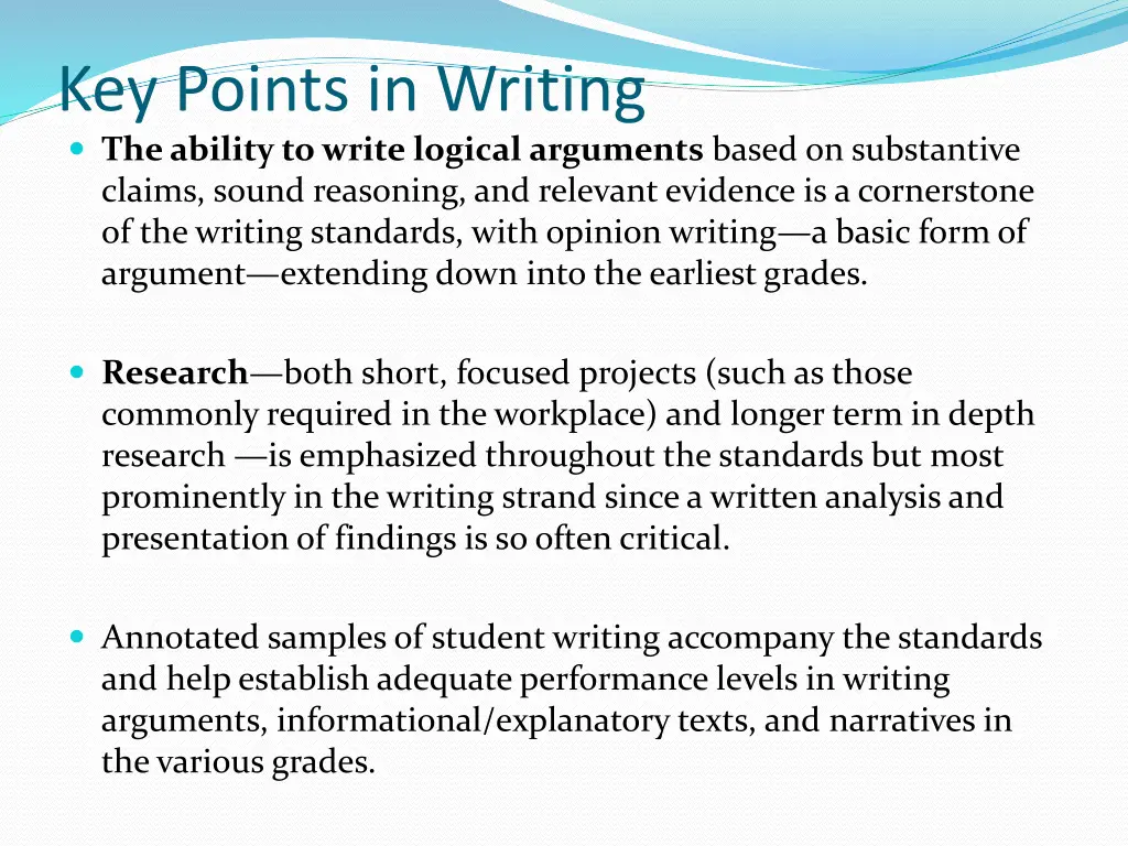 key points in writing the ability to write