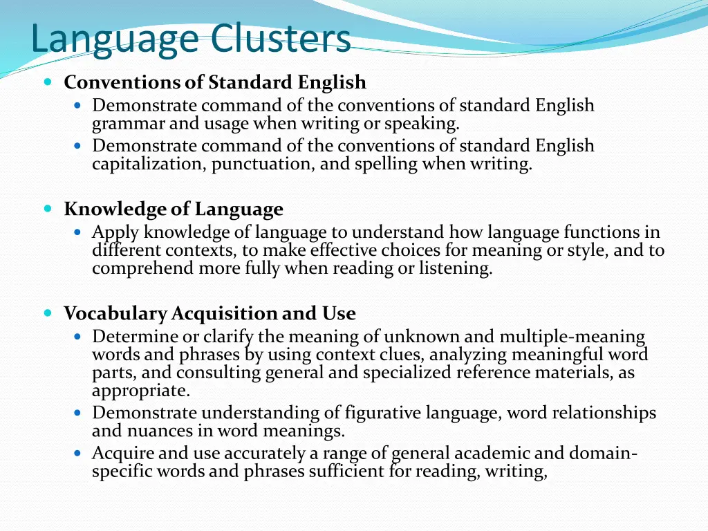 language clusters
