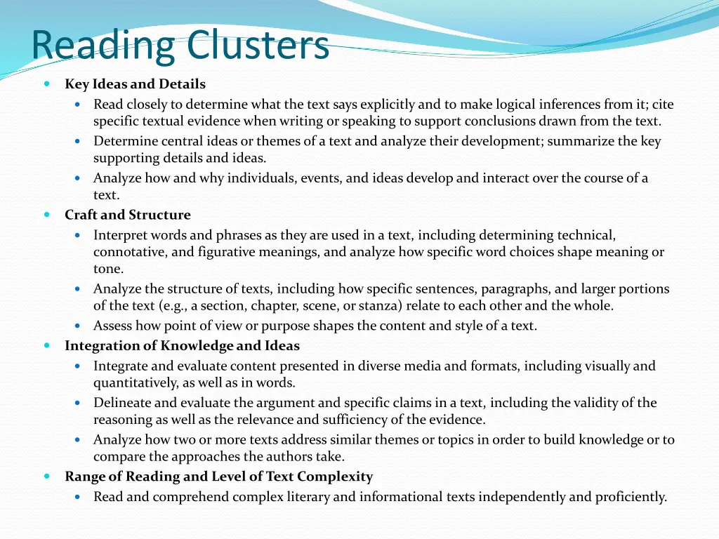 reading clusters