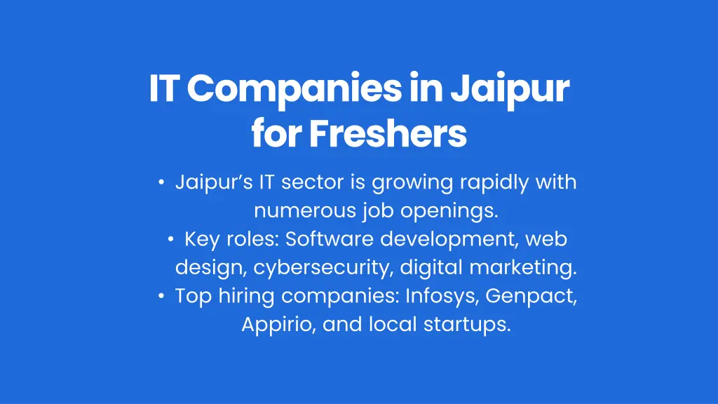 it companies in jaipur for freshers jaipur