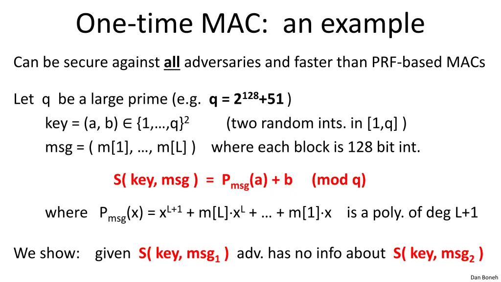 one time mac an example