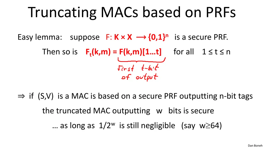 truncating macs based on prfs