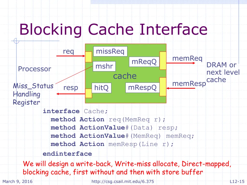 blocking cache interface