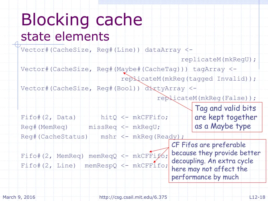 blocking cache state elements vector cachesize