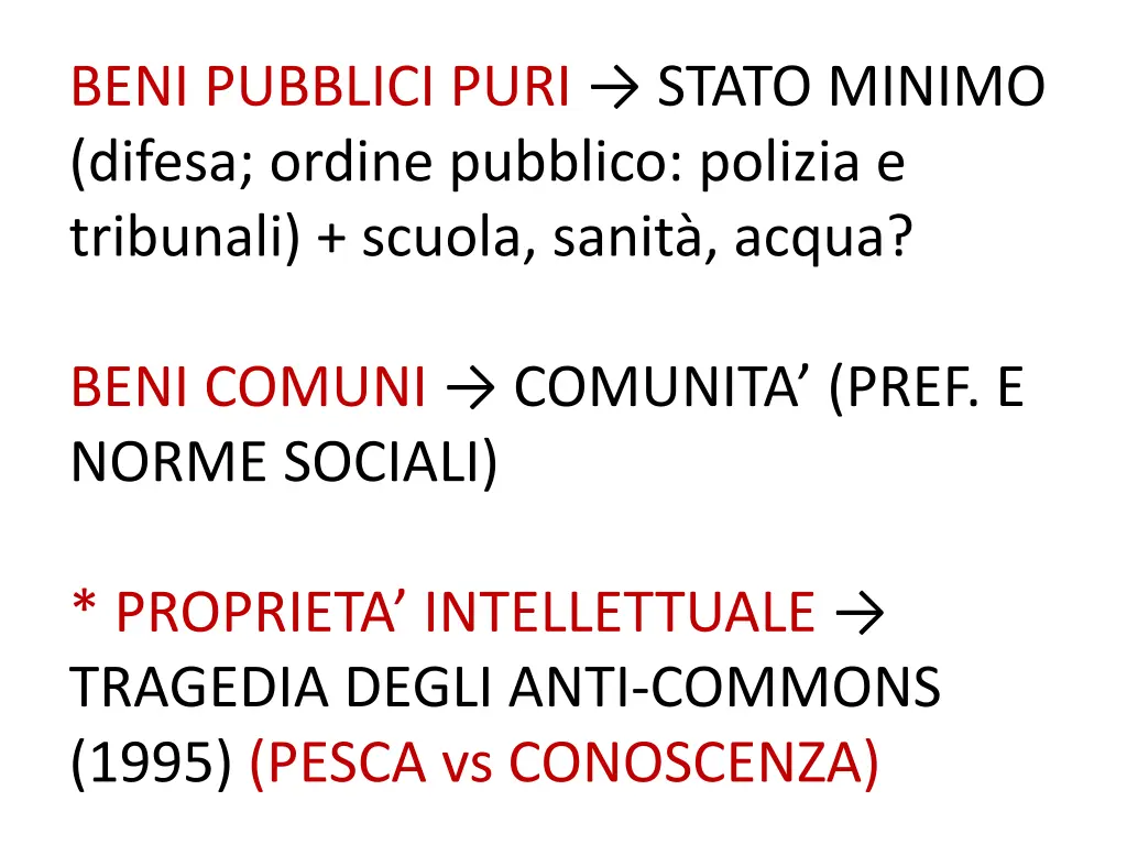 beni pubblici puri stato minimo difesa ordine