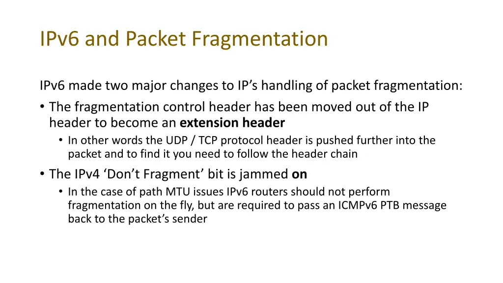 ipv6 and packet fragmentation