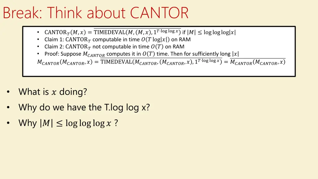 break think about cantor