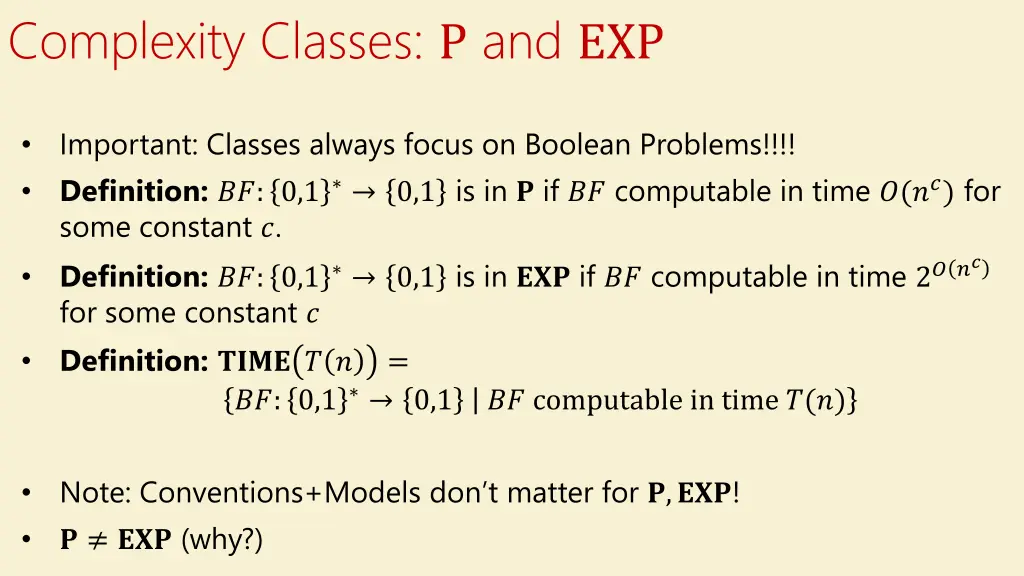 complexity classes p and exp