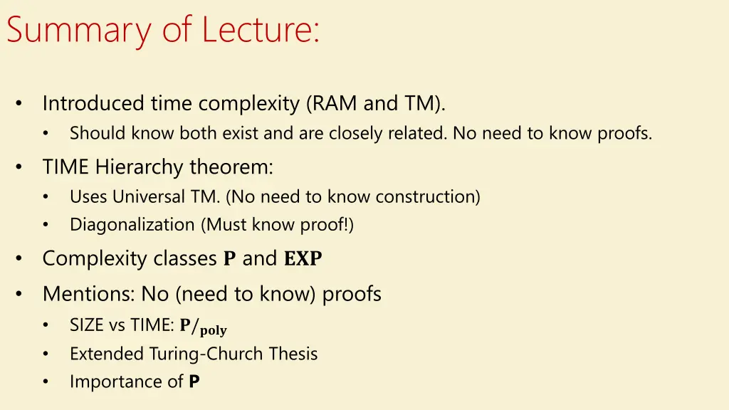 summary of lecture