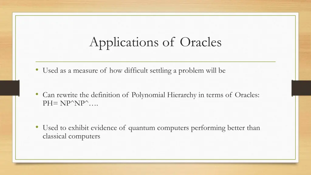 applications of oracles