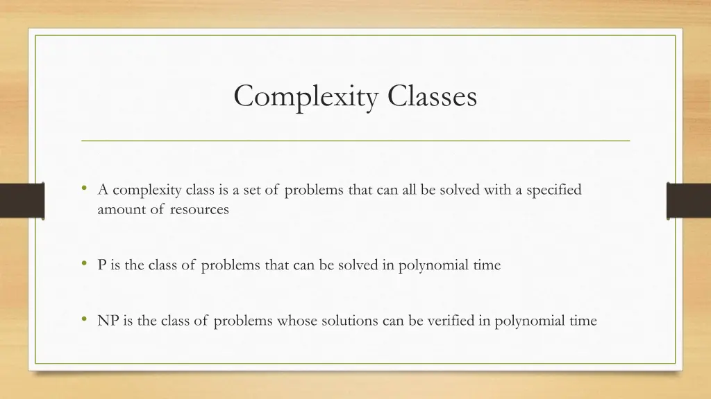 complexity classes