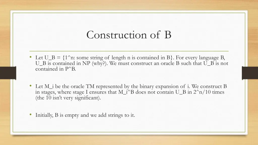 construction of b