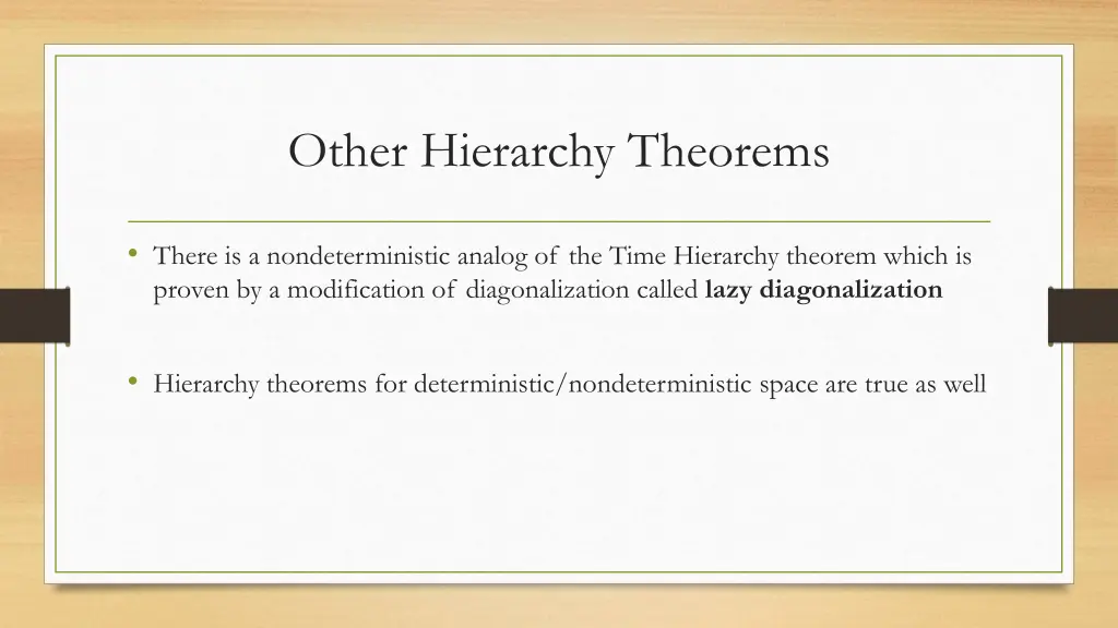 other hierarchy theorems