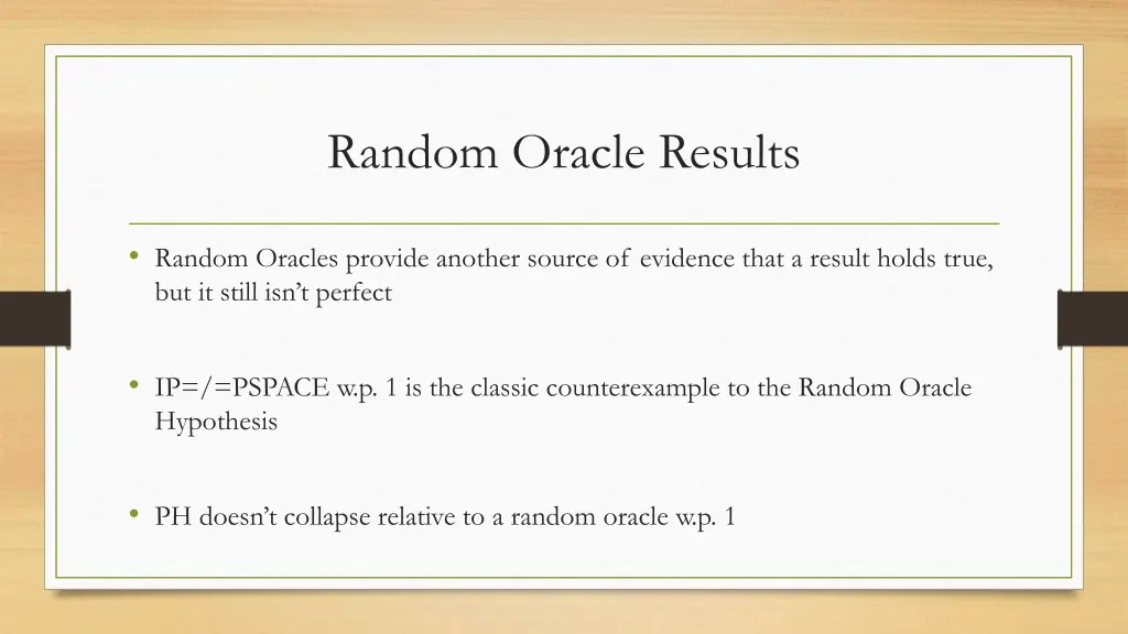 random oracle results