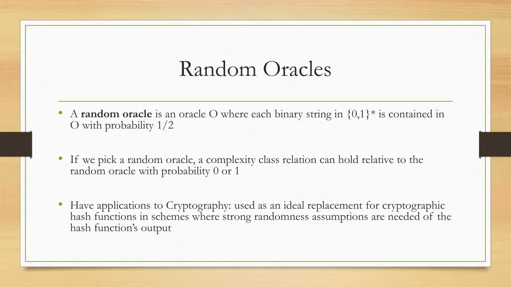 random oracles