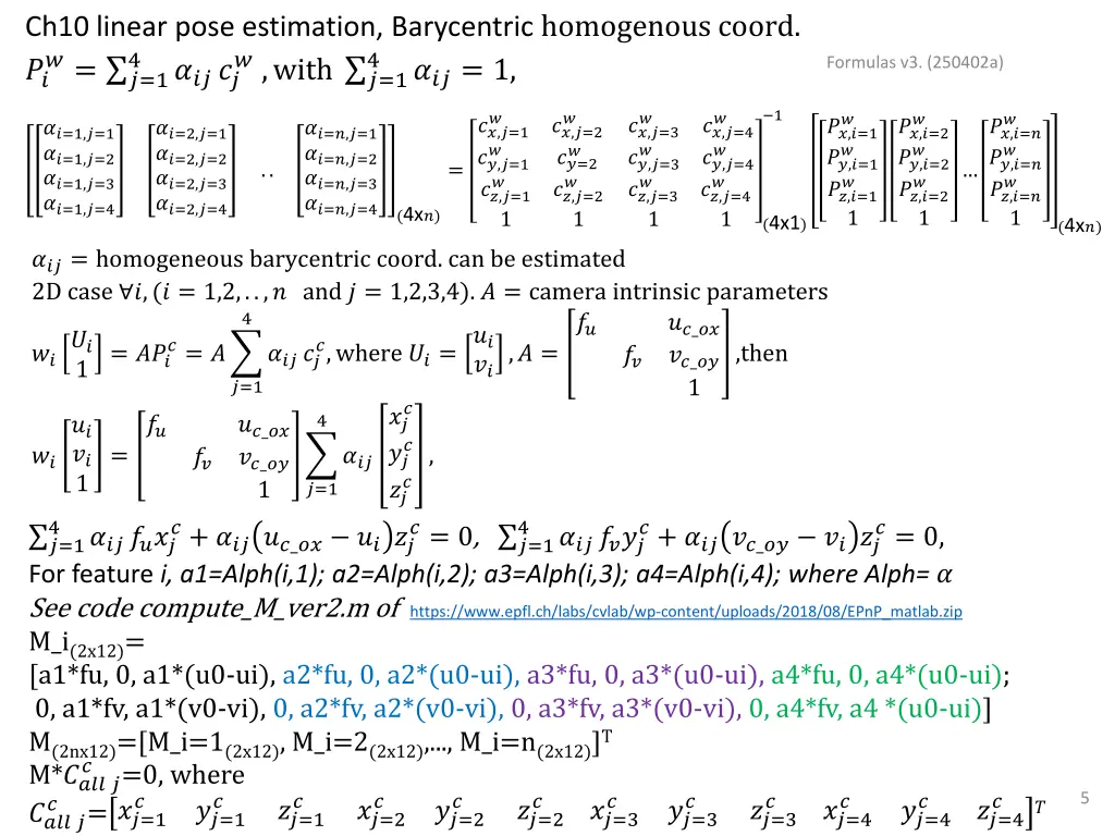 ch10 linear pose estimation barycentric