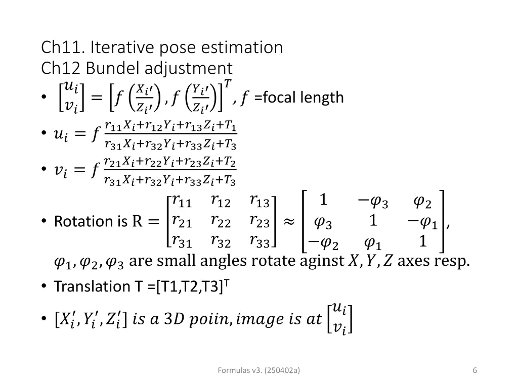 ch11 iterative pose estimation ch12 bundel