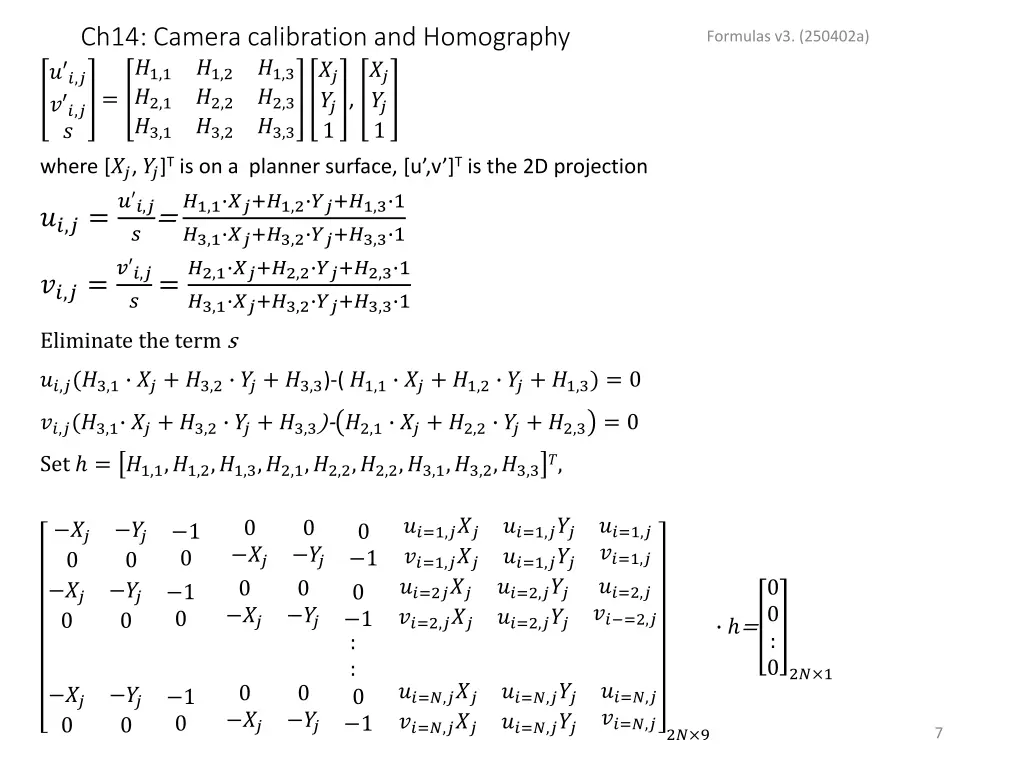 ch14 camera calibration and homography 3 1 3 2 3 3