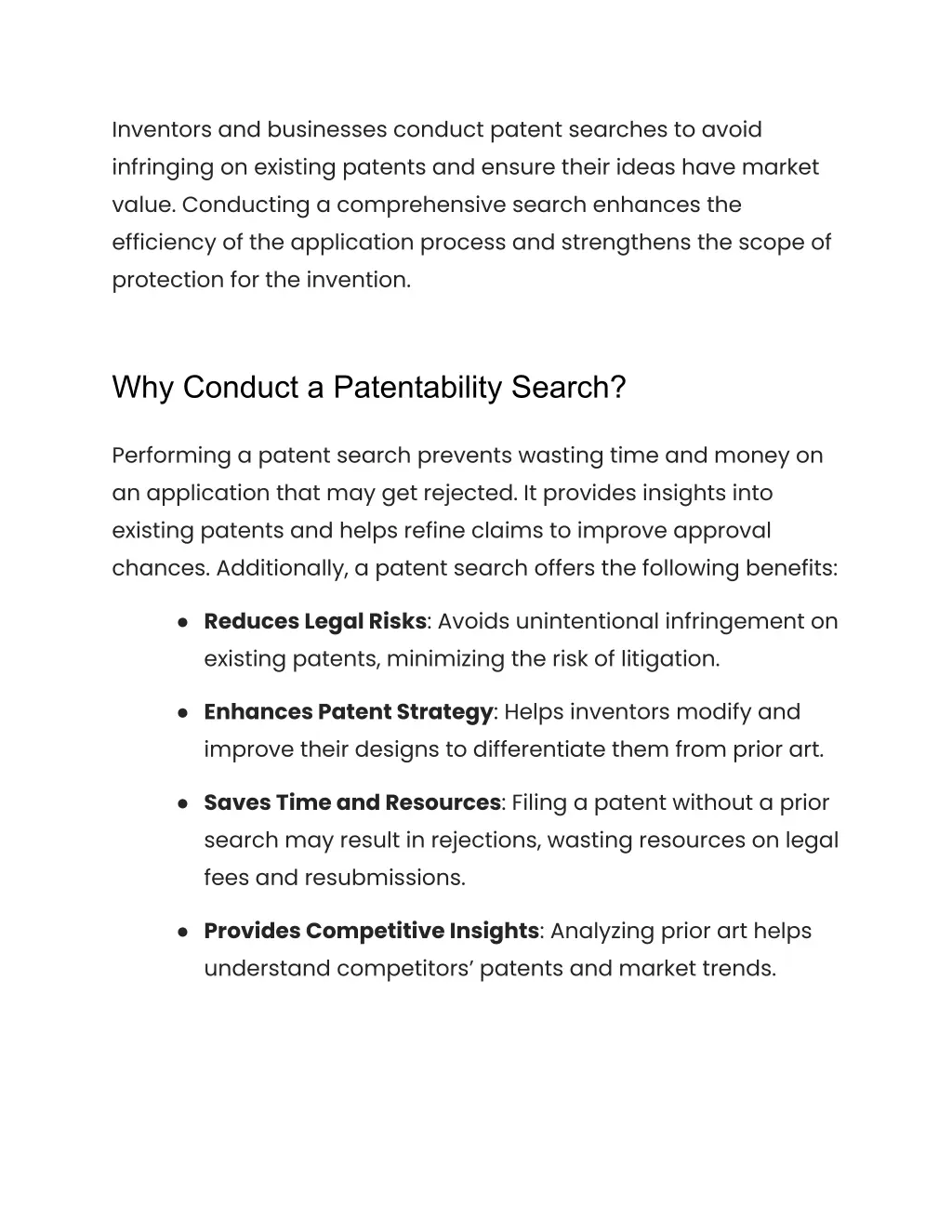 inventors and businesses conduct patent searches