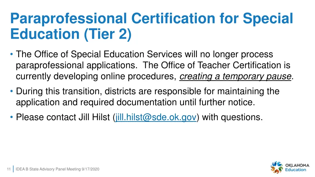 paraprofessional certification for special