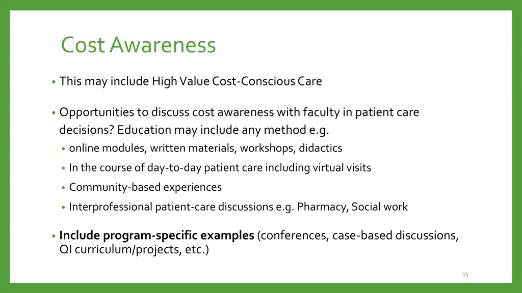 cost awareness