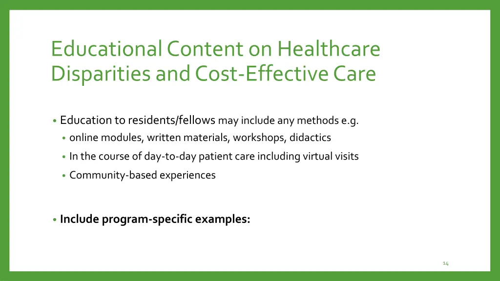 educational content on healthcare disparities