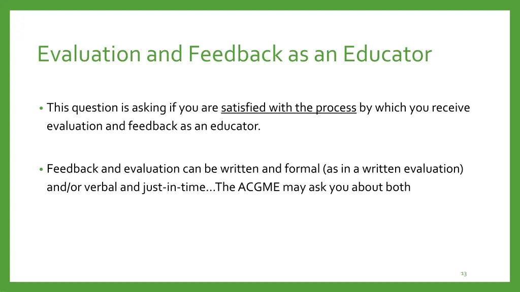 evaluation and feedback as an educator