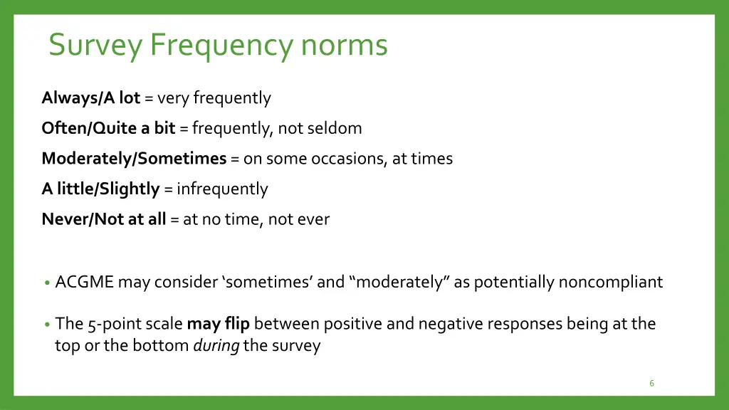 survey frequency norms