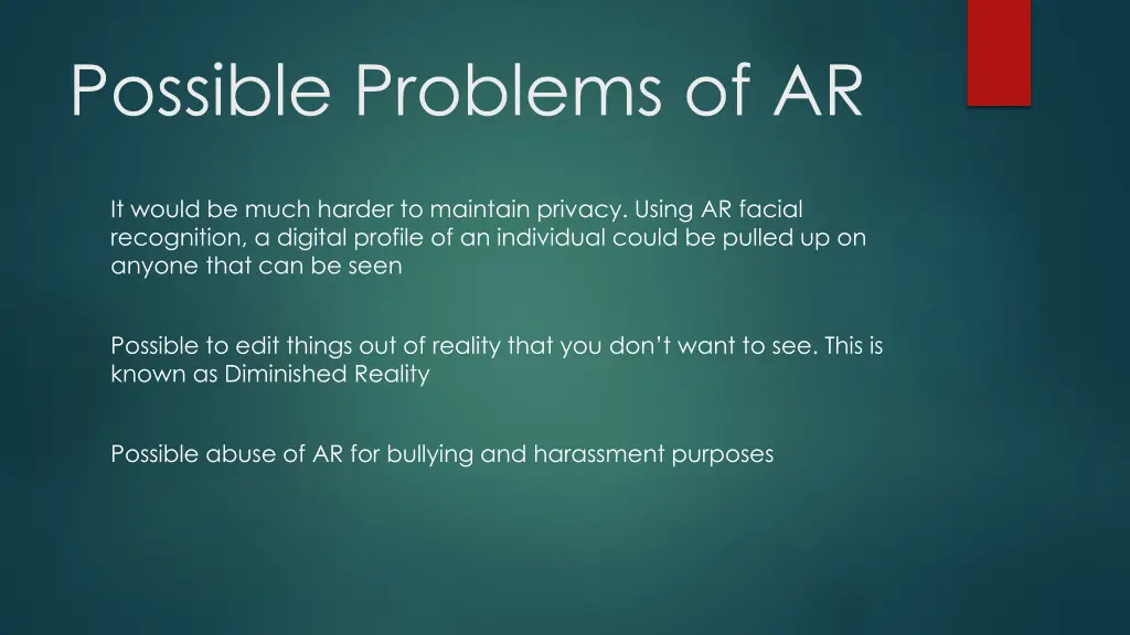possible problems of ar