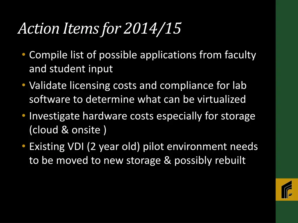 action items for 2014 15