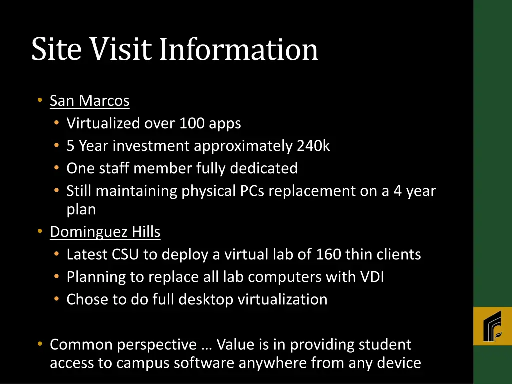 site visit information