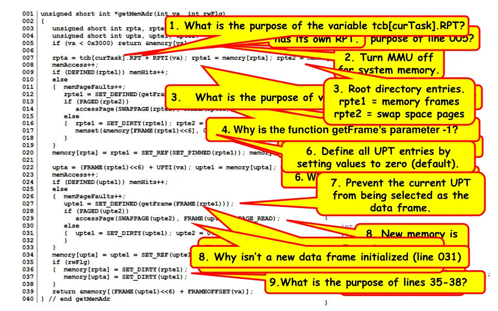 1 what is the purpose of the variable tcb curtask