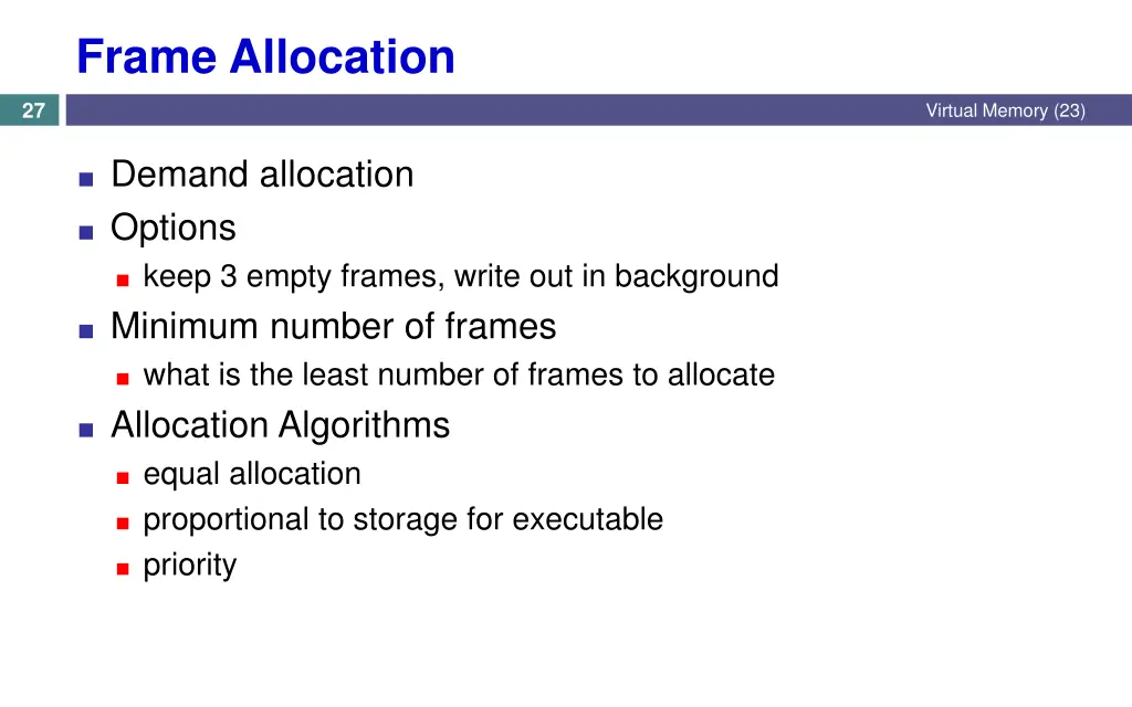 frame allocation