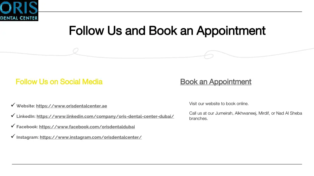 follow us and book an appointment follow