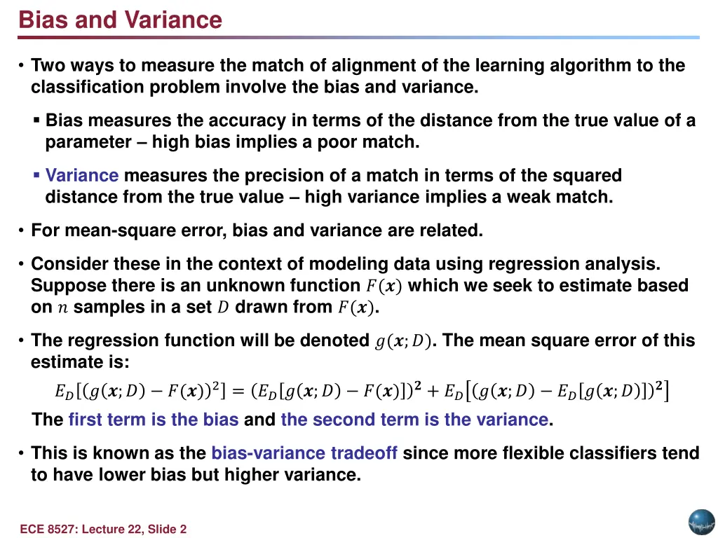 bias and variance