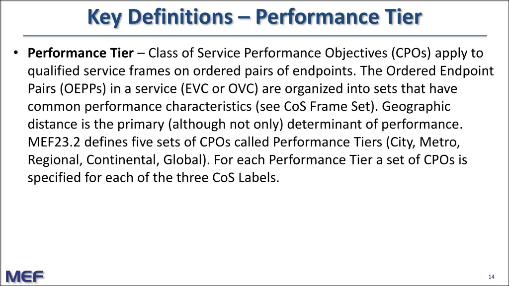 key definitions performance tier