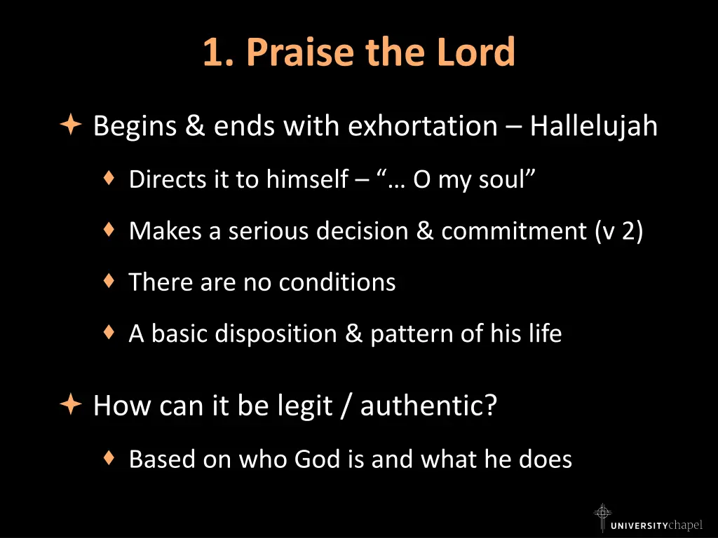 1 praise the lord