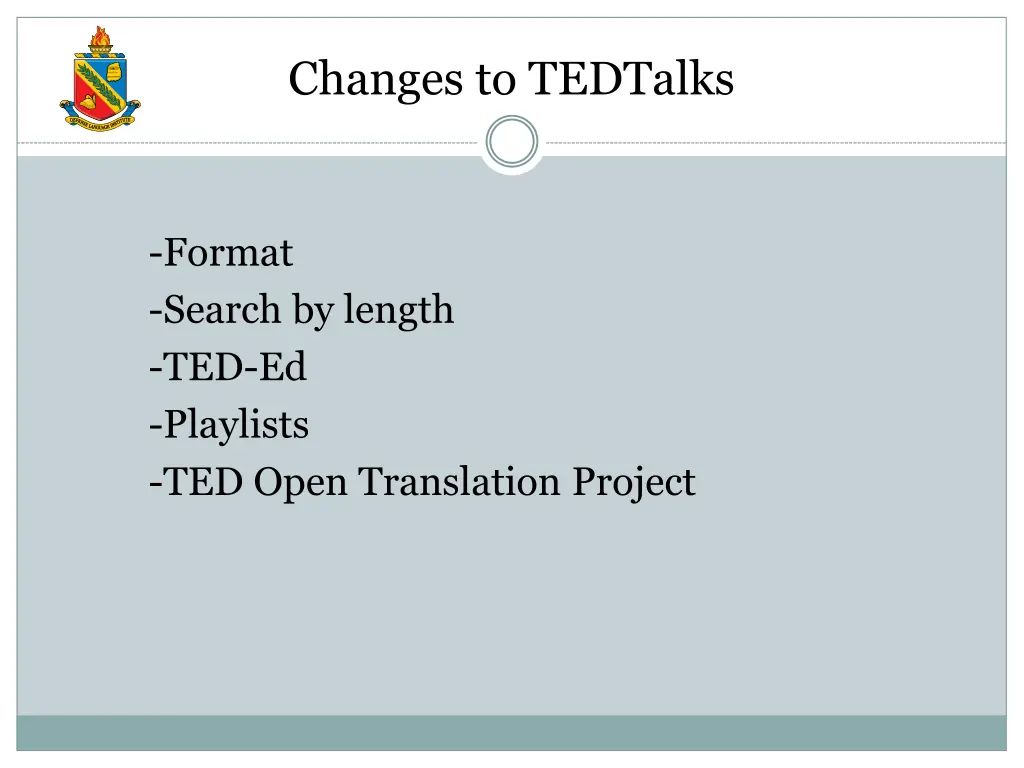 changes to tedtalks