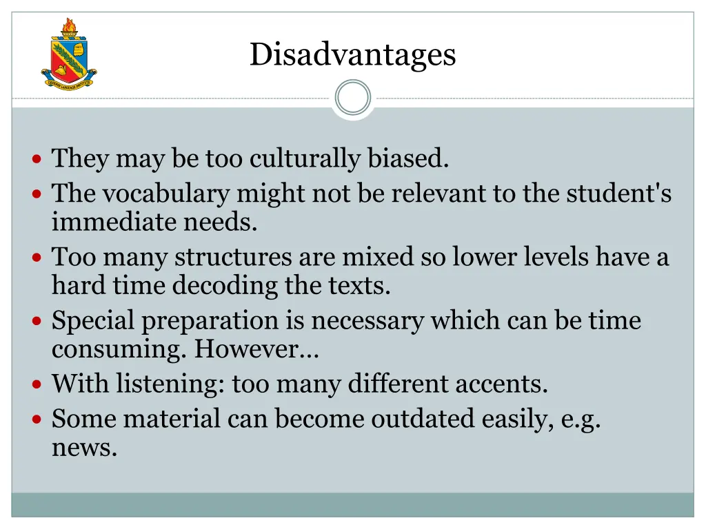 disadvantages