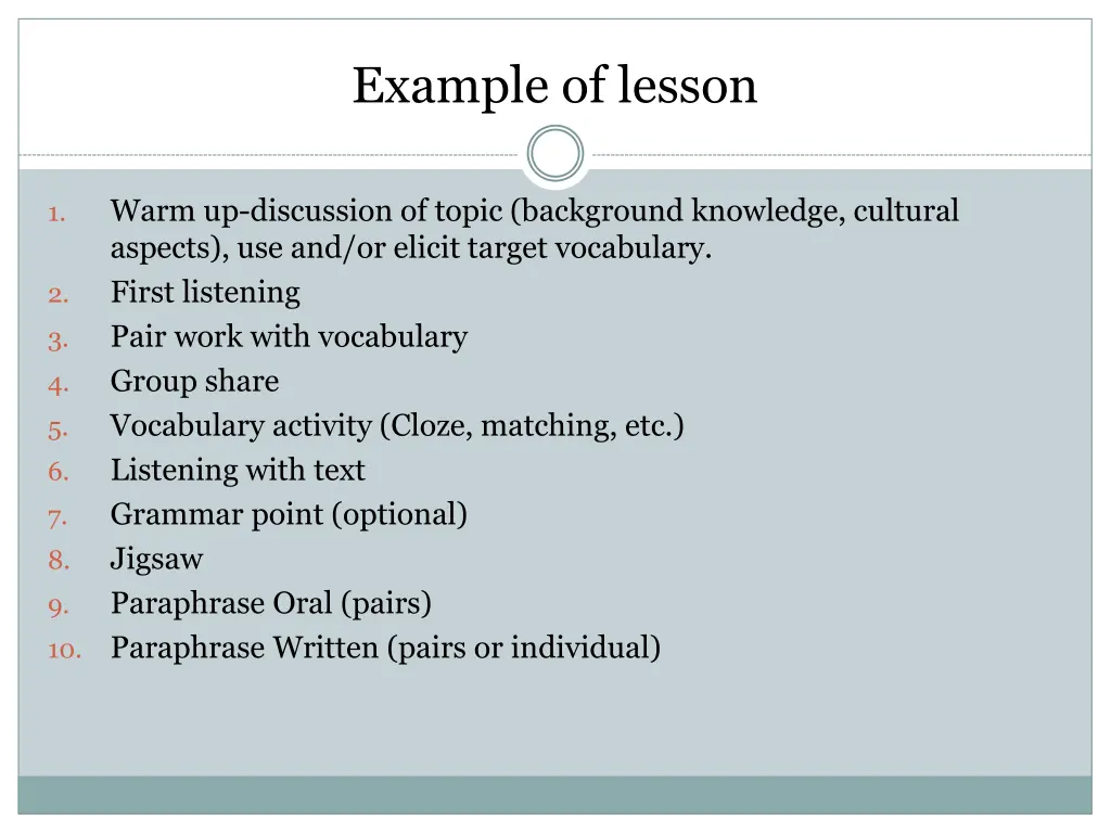 example of lesson