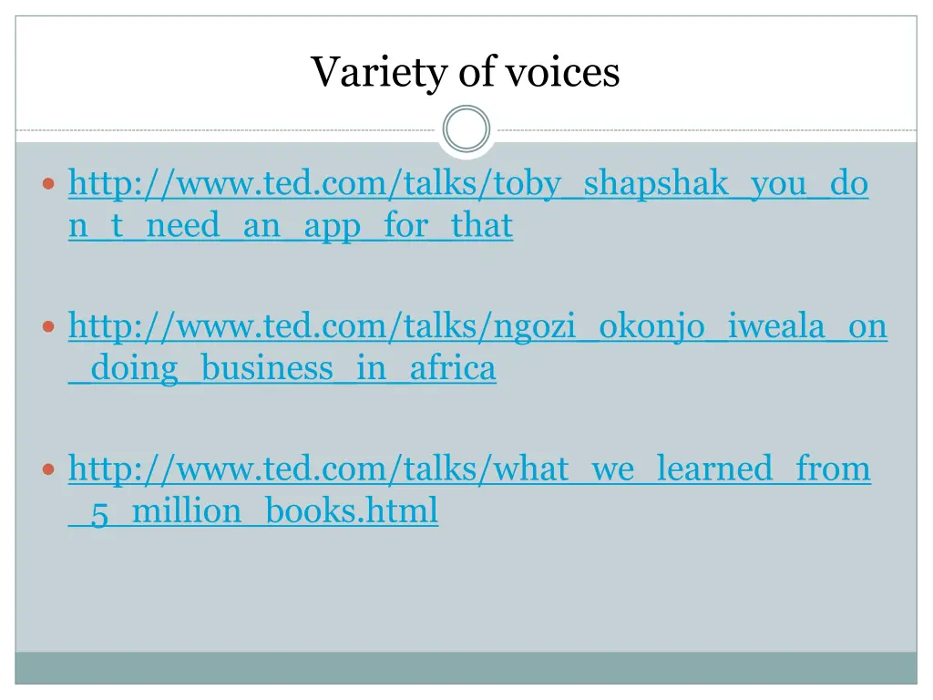 variety of voices