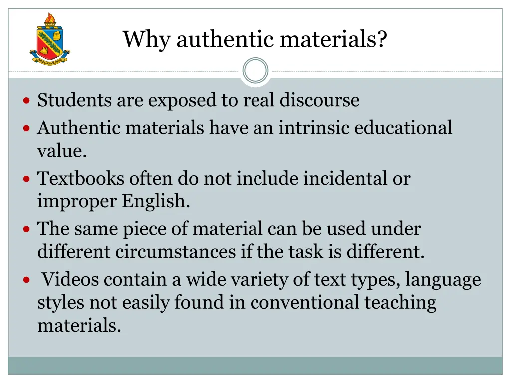 why authentic materials