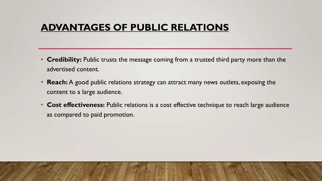 advantages of public relations