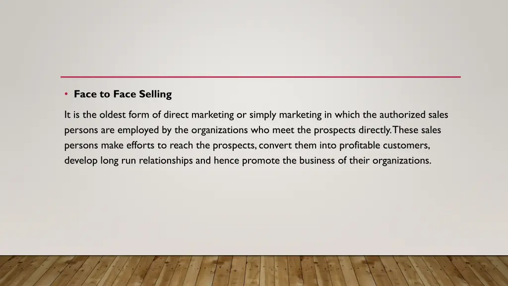 face to face selling