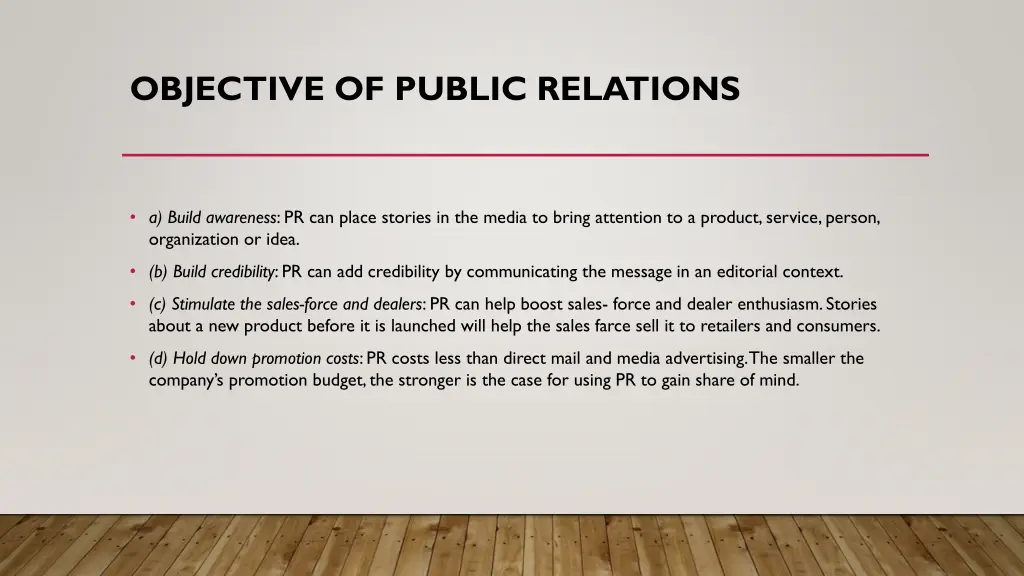 objective of public relations