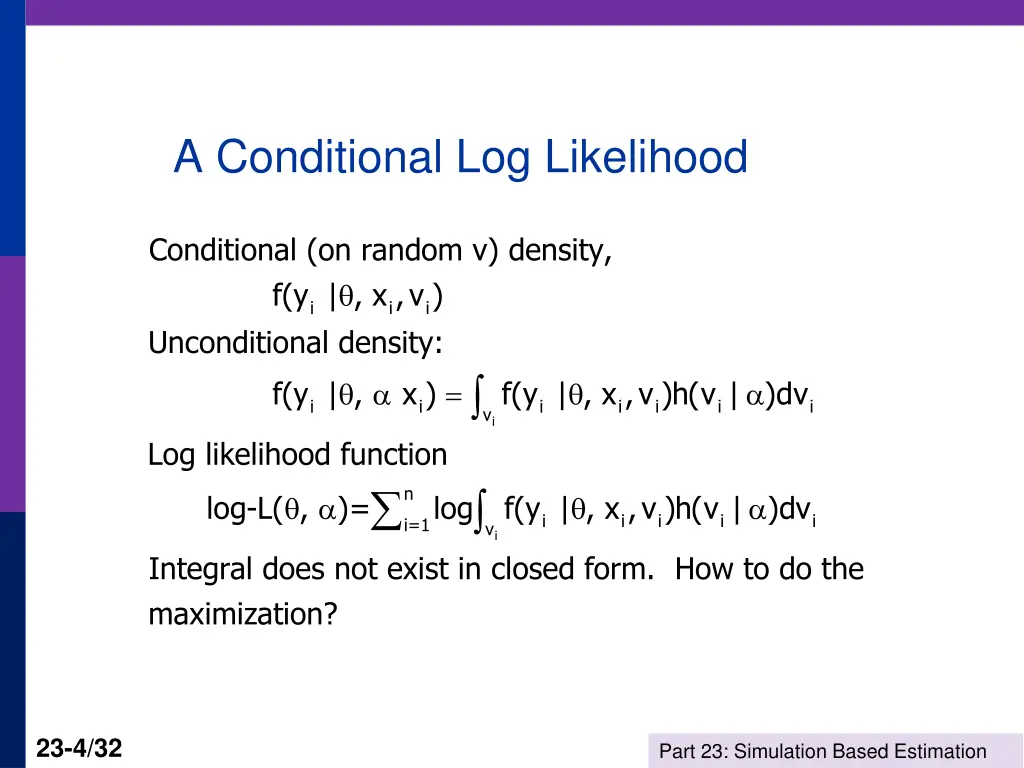 a conditional log likelihood