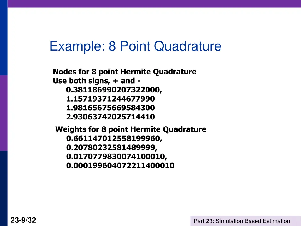 example 8 point quadrature