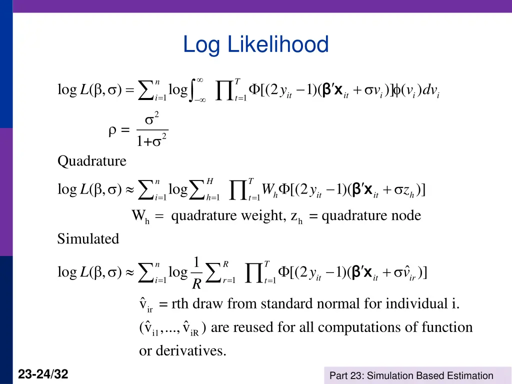 log likelihood